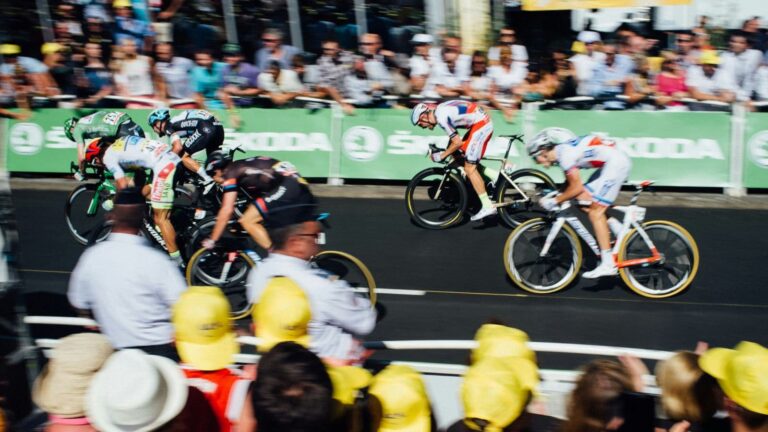 Road cyclist accelerating from a slow rolling start during a short sprint workout to develop cycling power and acceleration.