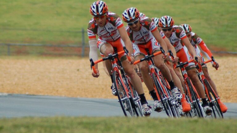 road cyclist riding at high speed while improving cycling technique and structured training performance